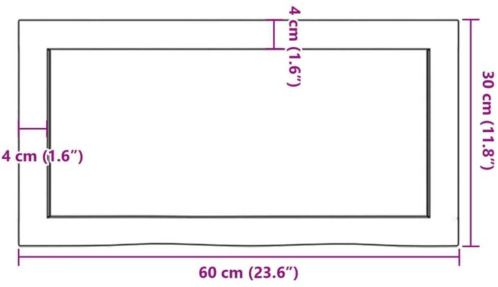 Vonios kambario stalviršis, 60x30x(2–6)cm, medienos masyvas