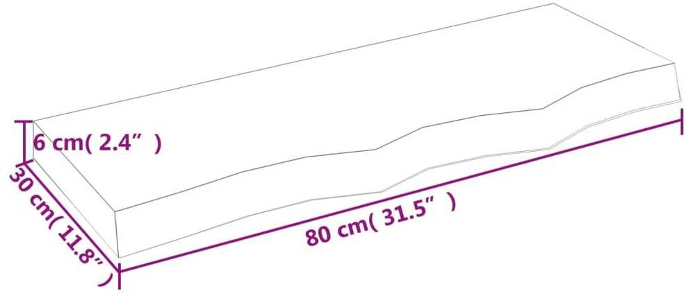 Vonios kambario stalviršis, 80x30x(2–6)cm, medienos masyvas