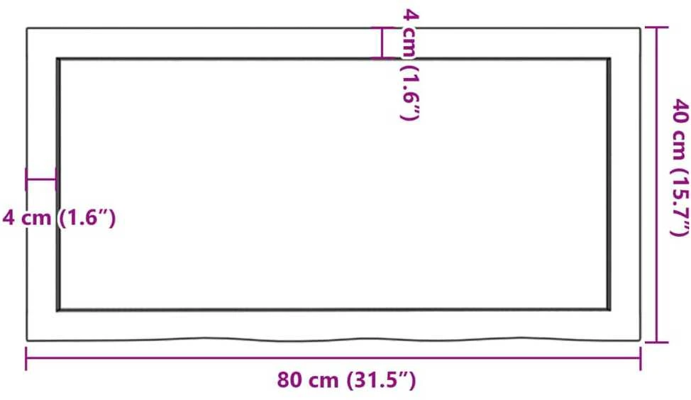 Vonios kambario stalviršis, 80x40x(2-4) cm, medienos masyvas