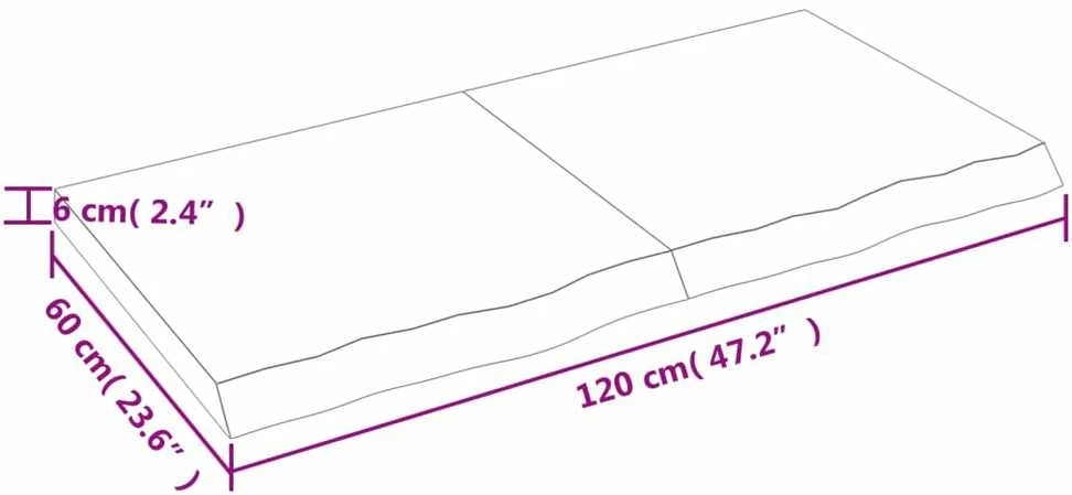Vonios stalviršis, tamsiai rudas, 120x60x(2-6)cm, mediena