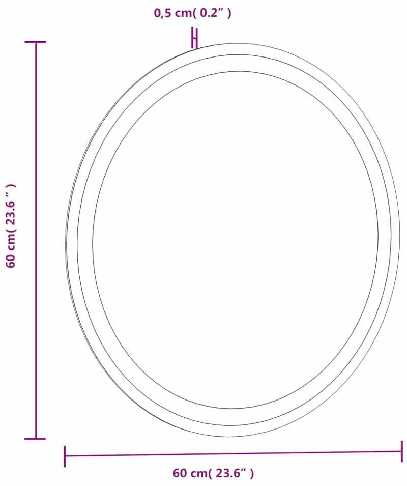 Vonios kambario veidrodis su LED, 60cm, apskritas