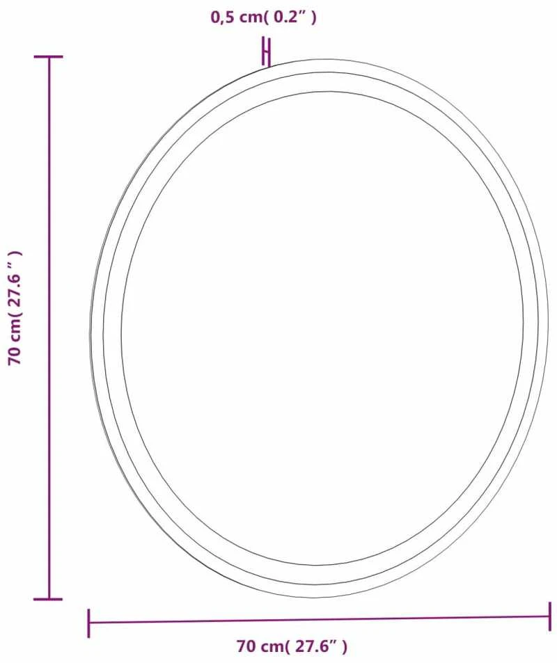 Vonios kambario veidrodis su LED, 70cm, apskritas