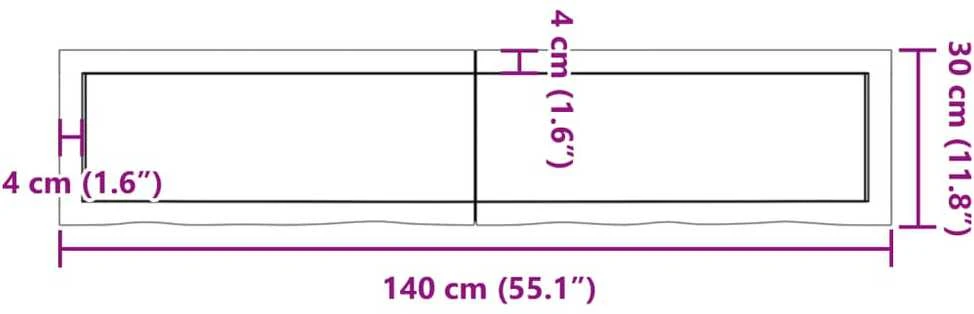 Vonios stalviršis, šviesiai rudas, 140x30x(2-4)cm, mediena