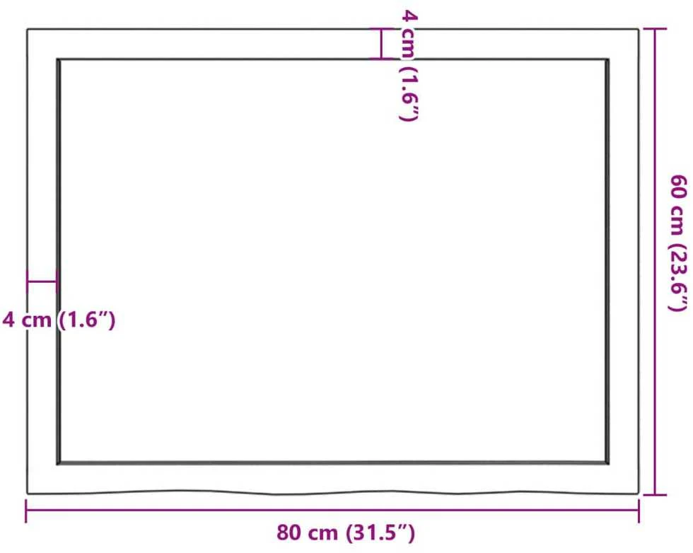 Vonios stalviršis, tamsiai rudas, 80x60x(2-4) cm, mediena