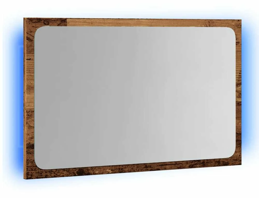 Vonios veidrodis su LED apšvietimu, medienos, 60x8,5x38cm