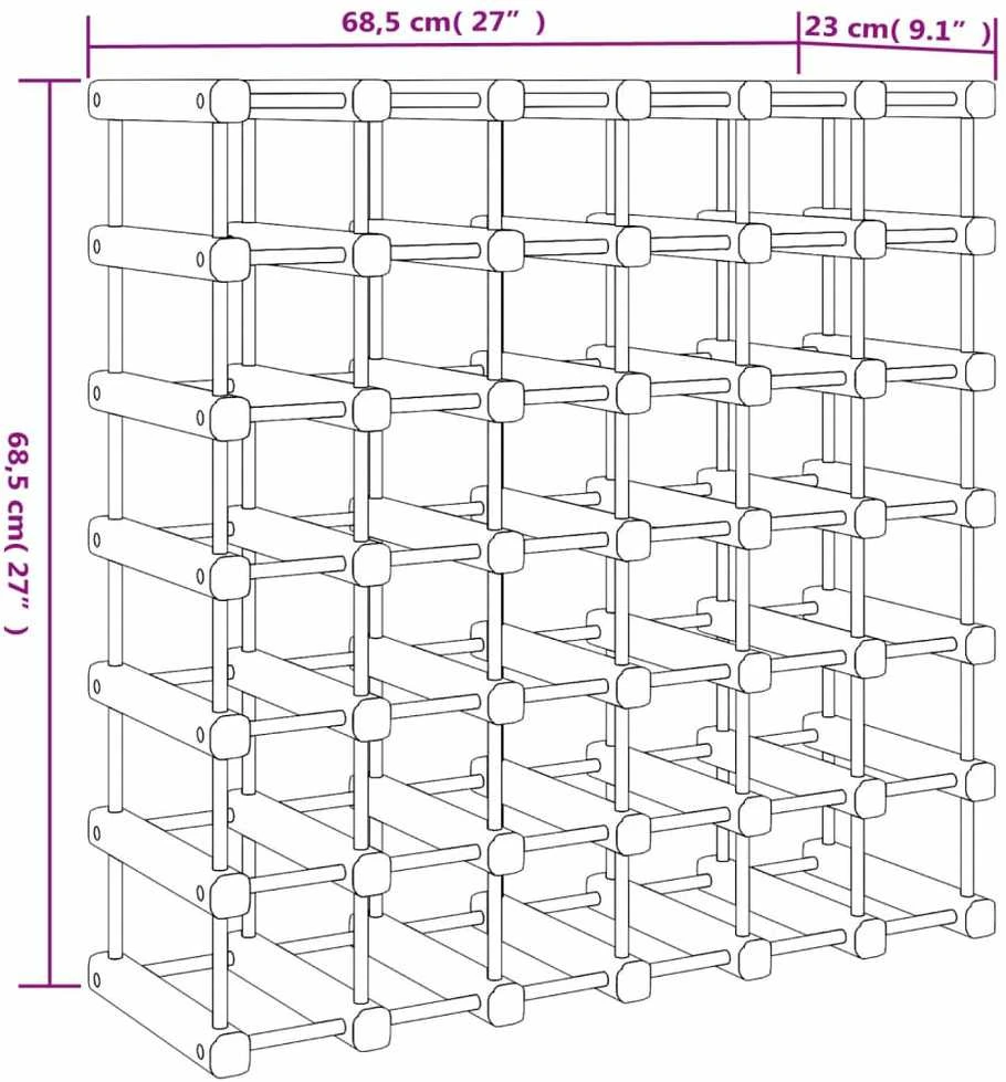 Vyno laikiklis 42 buteliams, 68,5x23x68,5cm, pušies masyvas