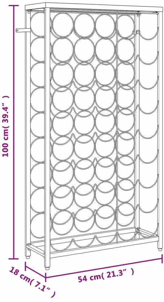 Vyno laikiklis 45 buteliams, juodas, 54x18x100cm, kalta geležis