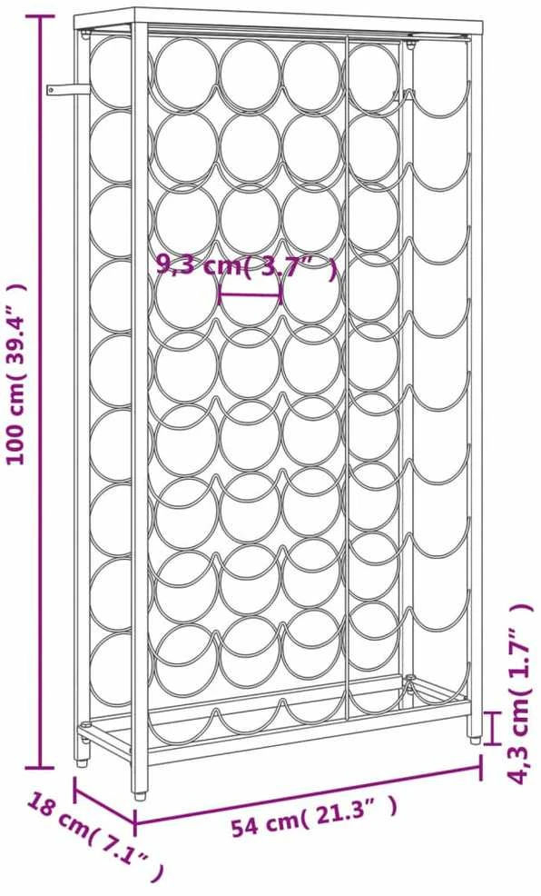 Vyno laikiklis 45 buteliams, juodas, 54x18x100cm, kalta geležis