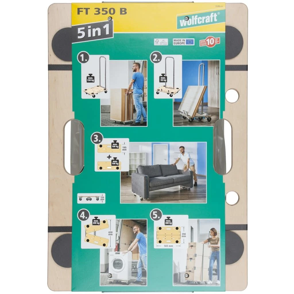 wolfcraft 5-1 Vežimėlis baldams su rankena FT350B, 5548000