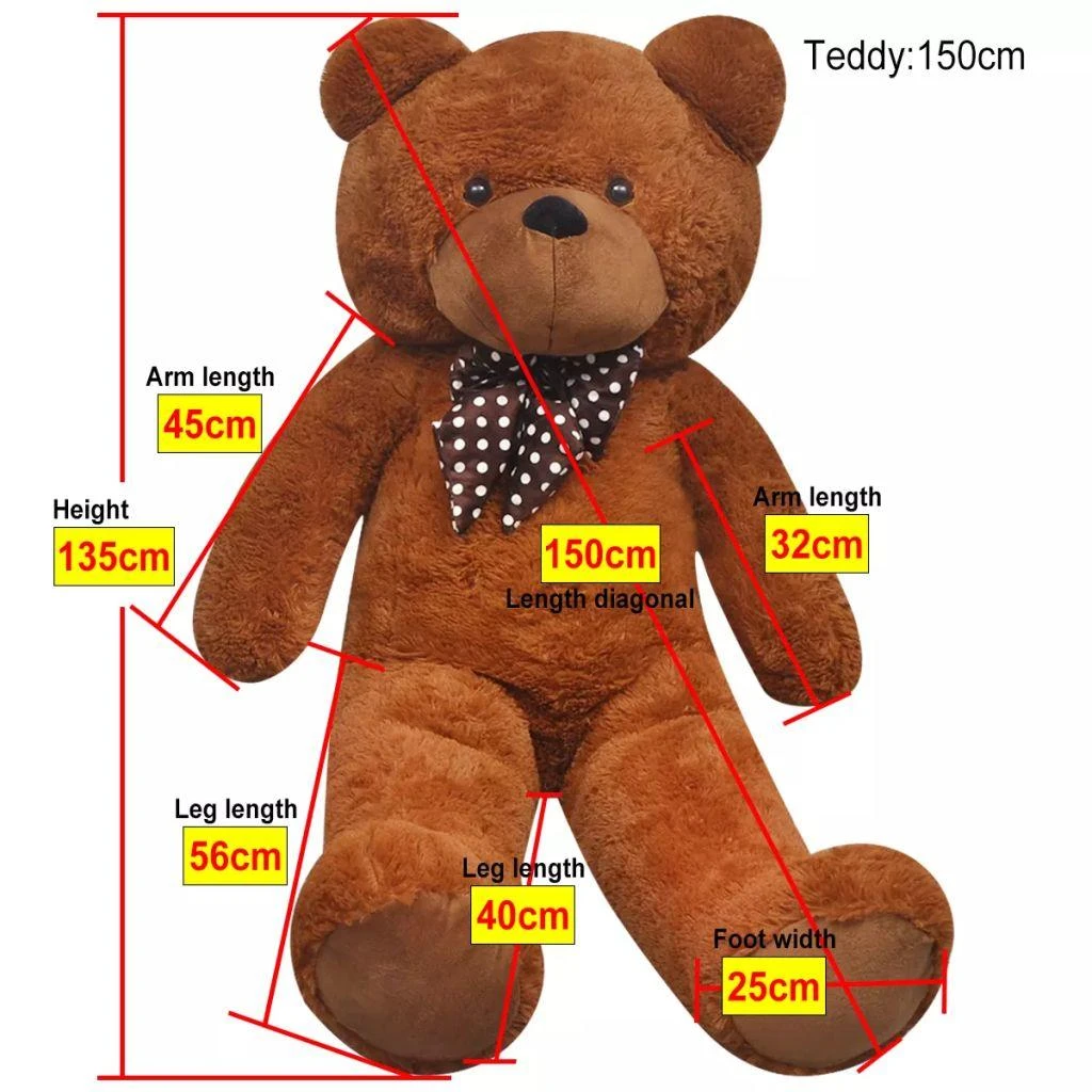 XXL Minkštas pliušinis žaislas meškiukas, rudas, 135cm