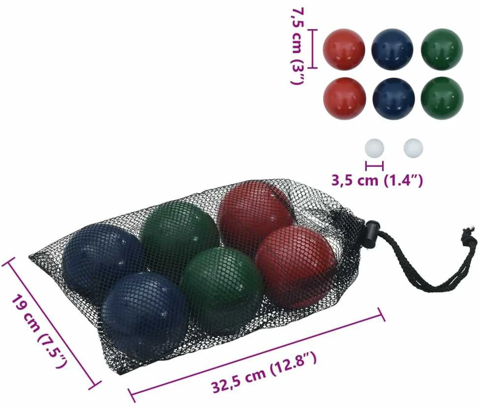 Žaidimo Bocce rinkinys su krepšiu, 8 dalių, pušies masyvas