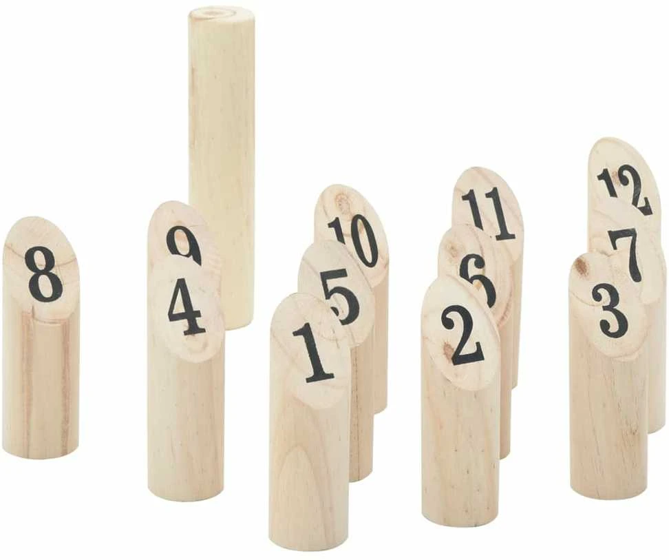 Žaidimo Number Kubb rinkinys su krepšiu, 13 dalių, pušis