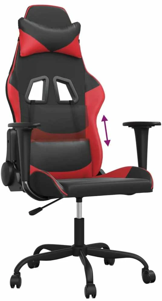 Žaidimų kėdė, juodos ir raudonos spalvos, dirbtinė oda