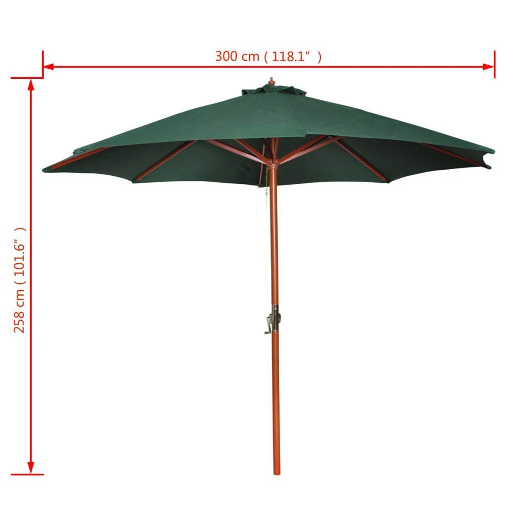 Skėtis nuo saulės, žalios spalvos, 258cm