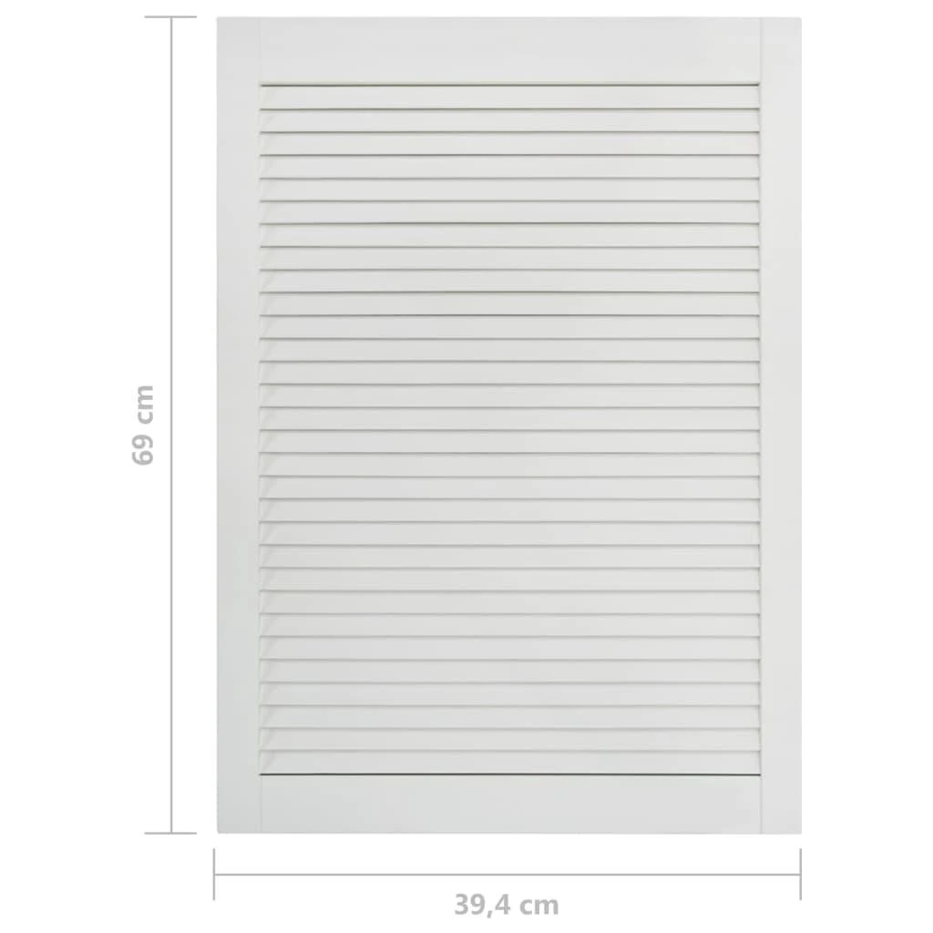 Spintelės durelės, baltos, 69x39,4cm, pušis, žaliuzių dizaino