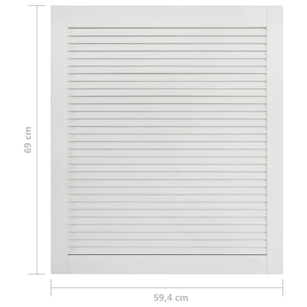 Spintelės durelės, baltos, 69x59,4cm, pušis, žaliuzių dizaino