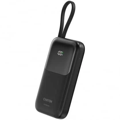 CANYON maitinimo blokas OnPower 101 įmontuotas kabelis 10000 mAh PD22.5W juodas