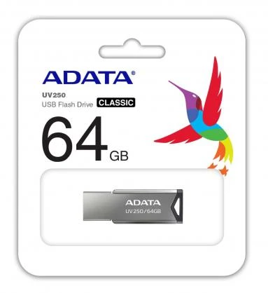ADATA | USB Flash Drive | UV250 | 64 GB | USB Type-A | Sidabrinis