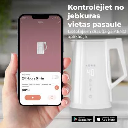 AENO EK8S Smart Electric Virdulys, Wi-Fi, 1.7L, Temp Control, Strix, Baltas