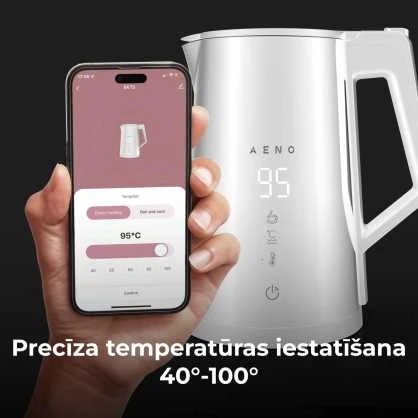 AENO EK8S Smart Electric Virdulys, Wi-Fi, 1.7L, Temp Control, Strix, Baltas