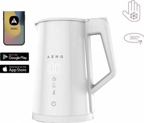 AENO EK8S Smart Electric Virdulys, Wi-Fi, 1.7L, Temp Control, Strix, Baltas