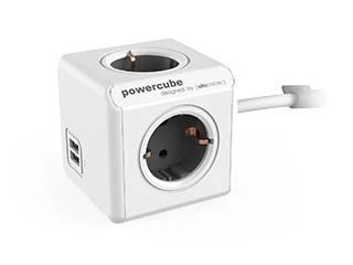 Galia - Allocacoc PowerCube Extended USB 4 lizdai 2 USB 3m Pilka