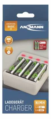 „Ansmann“ įkroviklis „Basic IV“. 4 x AA 1300 mAh baterijos. 1001-0120-01