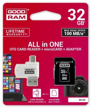 Oem 32GB 100 MB/s Micro SD atminties kortelė Goodram M1A4 - OTG adapteris