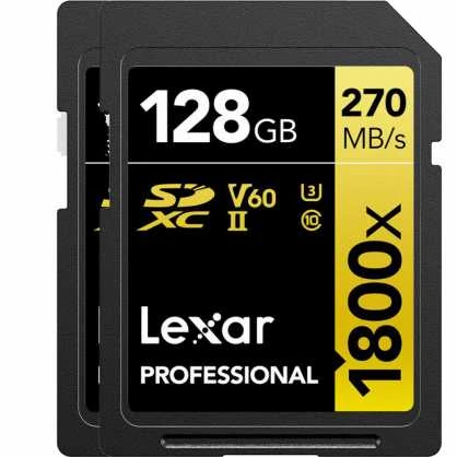 Atminties kortelė LEXAR PRO 1800X SDXC U3 (V60) UHS-II R280/W205 128GB – 2 vnt. pakuotėje