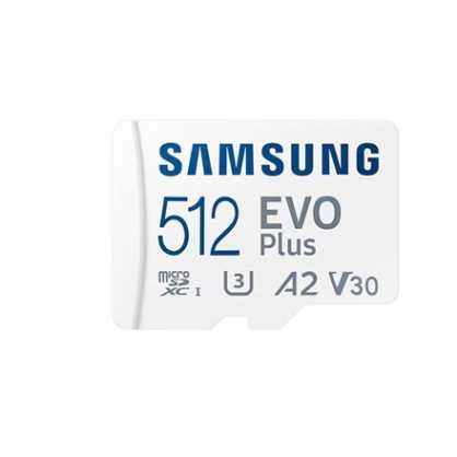 Atminties kortelė Samsung Micro SD Card EVO PLUS 512 GB Micro SDXC Flash atminties klasė 10 SD adapter/Baltos spalvos