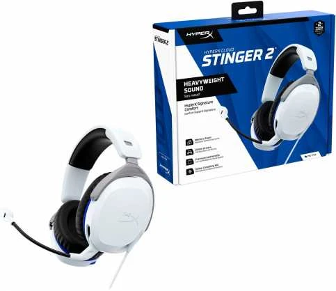 HyperX Cloud Stinger 2 žaidimams skirtos ausinės su laidu, skirtos PS4/PS5 konsolėms, Baltos