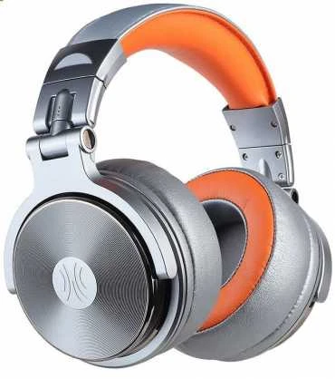 OneOdio Studio Pro50 pilkos ausinės su oranžiniais akcentais