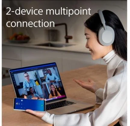 Belaidės ausinės Sony WH-1000XM5 su triukšmo slopinimo technologija, Sidabrinės