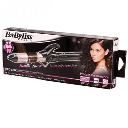 BABYLISS Plaukų garbanojimo žnyplės C325E Sublim Touch Curling Iron Barrel diameter 25 mm, Temperature (min) 150 °C, Temperature (max) 180 °C, Number of heating levels 10, Ekranas No, Juodas/pink, Yes, Yes, Yes