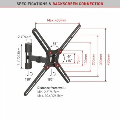 Laikiklis BARKAN BM331 13"-65" TV, 3 lankstų, sieninis, juodas