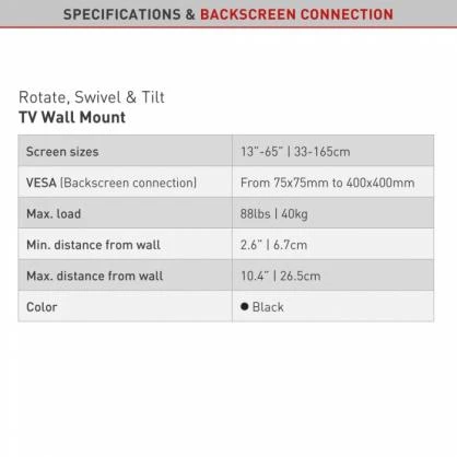 Laikiklis BARKAN BM331 13"-65" TV, 3 lankstų, sieninis, juodas
