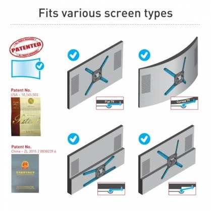 Laikiklis BARKAN BM331 13"-65" TV, 3 lankstų, sieninis, juodas