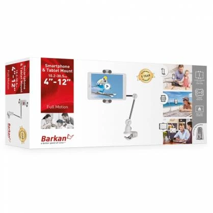 Laikiklis Barkan Portable, Foldable-Arm, Multi-Position Išmanusis telefonas & Planšetė Mount T580 Other, Full motion, 4-12 ", Baltas