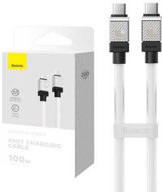 USB-C laidas su USB-C Baseus CoolPlay 100W 2m (baltas)