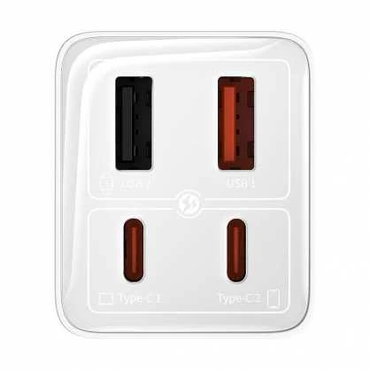 Baseus GAN6 Pro greitas įkroviklis, 2xUSB-C + 2xUSB, 65W (balta)