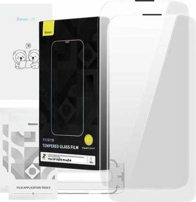 Grūdintas stiklas Baseus Corning skirtas iPhone 13/13 Pro/14 su įmontuotu dulkių filtru
