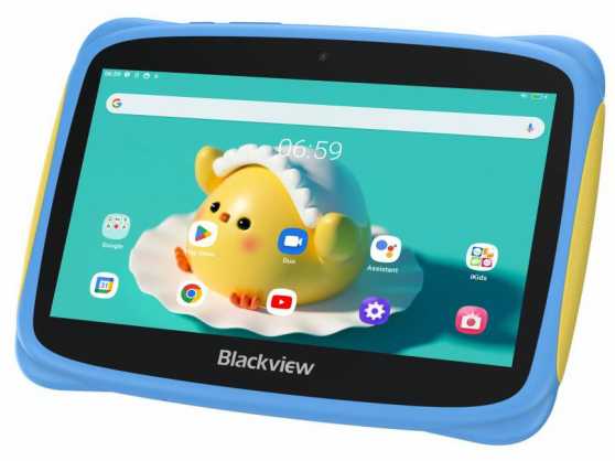 Planšetė Blackview Tab 3 Kids, Mėlyna, 7 colių HD 1024x600, 7731E keturių branduolių 1,3 GHz procesorius, priekinė 0,3 MP; galinė 2 MP kamera, 2 GB / 32 GB, 3280 mAh baterija, be įkrovimo „Doke 3.0 Go“ („Android 13“), „Wi-Fi“ versija, 802.11 b/g/n (2,4 GHz), Mėlyna