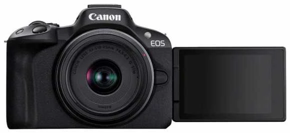 „Canon“ | „EOS R50“ – skaitmeninis fotoaparatas su RF-S 18–150 mm F3.5–6.3 IS STM objektyvu | 24,2 megapikselių | ISO jautrumas (maks.) ISO 51200 | „Wi-Fi“ | Automatinis, rankinis | CMOS | Juodas