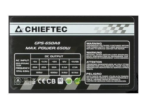 CASE PSU ATX 650W/GPS-650A8 CHIEFTEC
