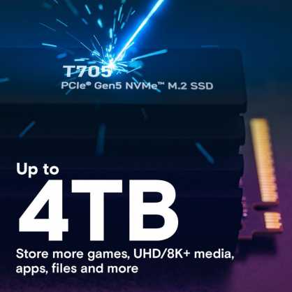 „Crucial T705 M.2 PCI-e 5.0 NVMe 1TB“ radiatorius
