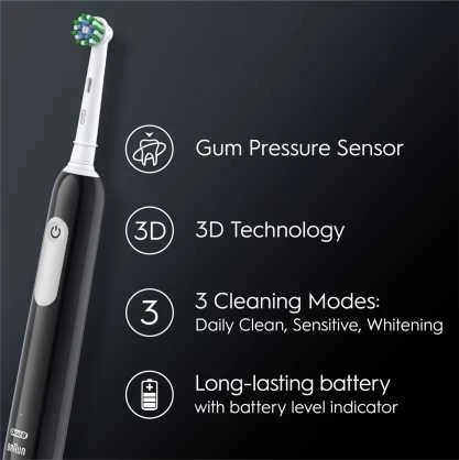 BRAUN D305.513.3 Pro Series 1 juod. Cross Action dantų šepetėlis