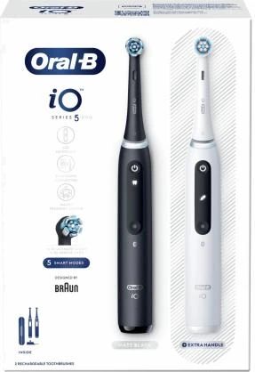 Braun iOG5d.2J6.2K Oral-B iO5 Elektrinis Dantų Šepetėlis Duo Pack Matt Juodas+Quite Baltas