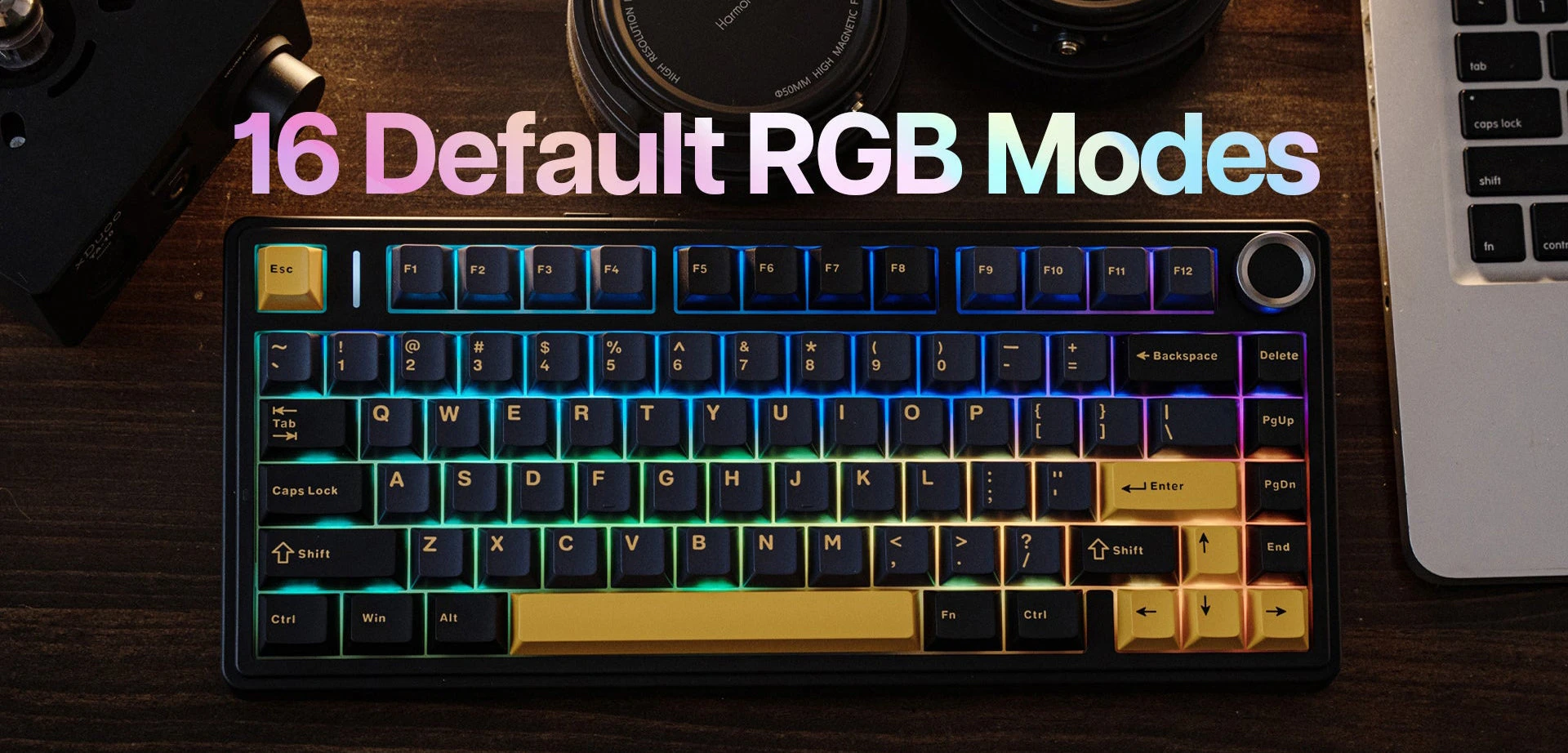 Mechaninė belaidė žaidimų klaviatūra Aula F75, su RGB apšvietimu, EN / RU išdėstymas, juodos spalvos aprašymas - Prekės nuotrauka