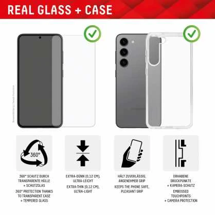 E.V.I. DISPLEX tikras stiklas + dėklas Samsung Galaxy A55 5G