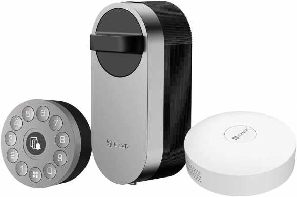 Ezviz DL01S 3in1 komplekts Viedā slēdzene iekštelpas + ārpus telpas + durvju zvans ar Gatewayy Sudraba